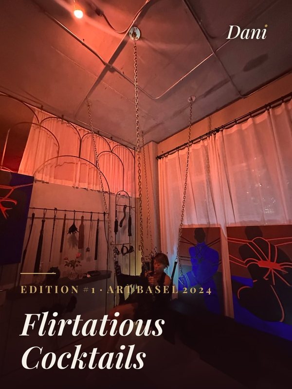 Art Basel Flirtatious Cocktails 2024, edition #1: the play room with a swing, in red light